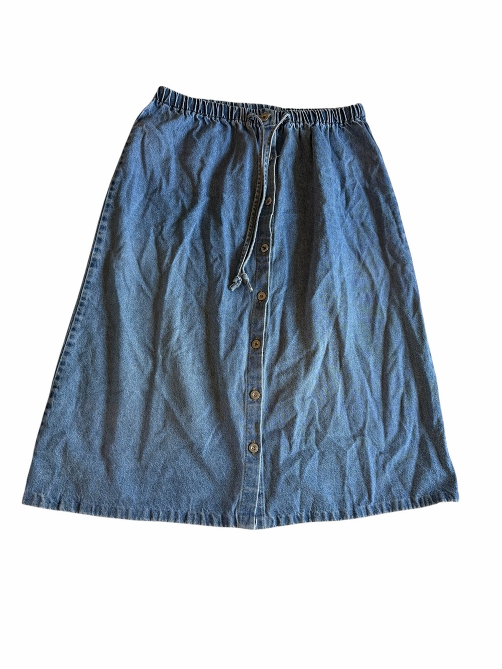 ✨Sag Harbor Vintage Cottagecore Blue Button-Front A-Line Denim Skirt